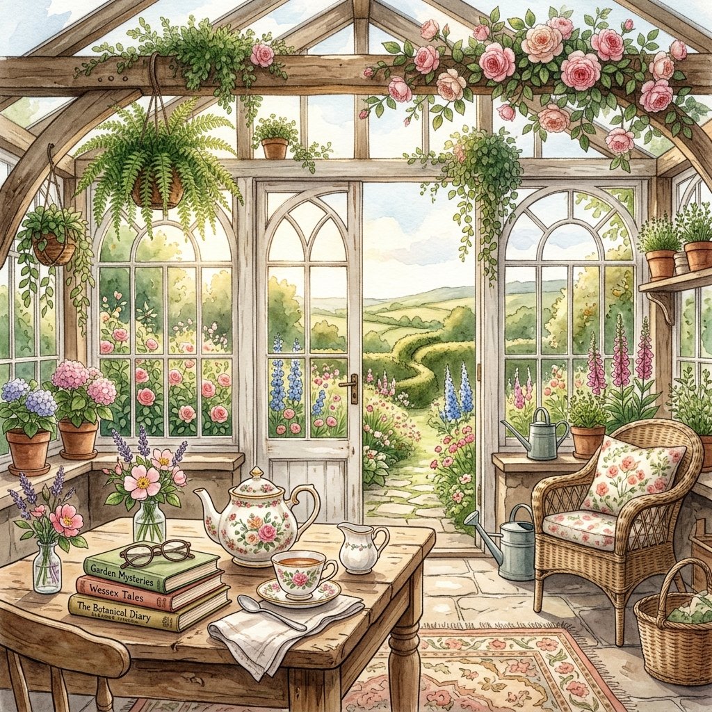 Ghostly Tea and Roses Illustration
