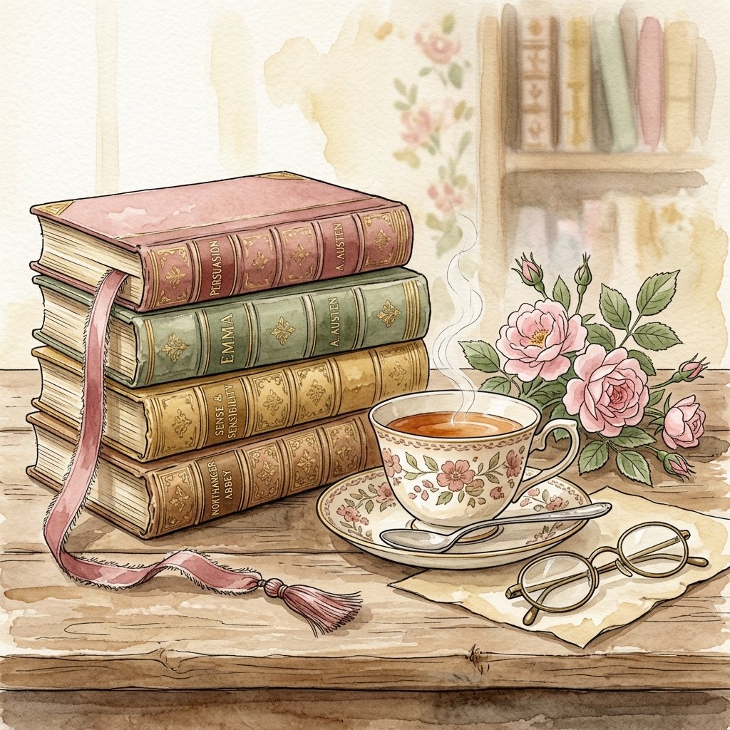 A stack of antique books and a teacup